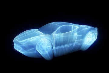 Wall Mural - Racing Car Hologram Wireframe. Nice 3D Rendering
