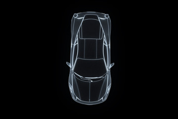 Wall Mural - Racing Car Hologram Wireframe. Nice 3D Rendering
