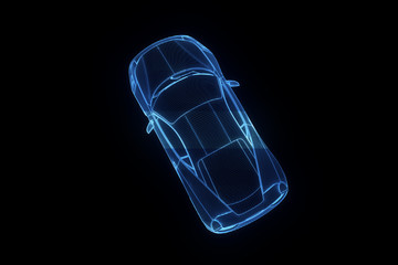 Wall Mural - Racing Car Hologram Wireframe. Nice 3D Rendering
