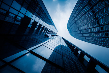 low angle view of skyscrapers,tianjin china.