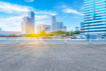 clean road with city skyline ground