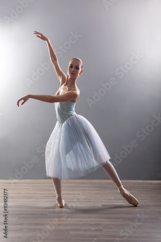 young ballerina in ballet pose classical dance Obraz na płótnie