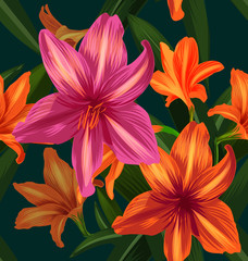 Wall Mural - amaryllis seamless pattern [Converted]