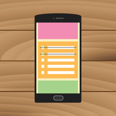 Poster - reminder checklist to do on the smartphone sticky notes vector graphic