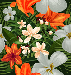 Wall Mural - amaryllis seamless pattern