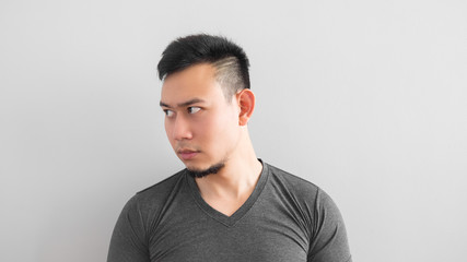 Asian man side face.