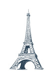 Fototapeta Boho - Eiffel Tower sketch on white BG
