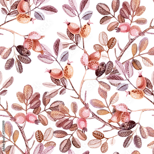 Foto-Gardine - Watercolor seamless pattern with Dog Rose branches (von Tanya Syrytsyna)
