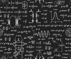 physical vector seamless pattern on blackboard