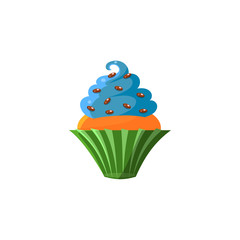 Wall Mural - Cute Cupcake With Blue Top