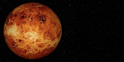 Wall Mural - 3d render the planet venus on a space background, high resolution.