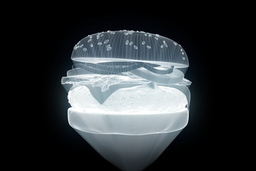 Wall Mural - Burger Hamburger Wireframe Hologram. Nice 3D Rendering
