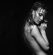 © Serg Zastavkin - Woman with wet shining  makeup and closed eyes