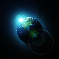 Wall Mural - Sun over Earth planet
