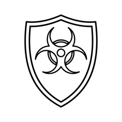 Poster - Shield with a biohazard sign icon, outline style