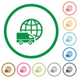 International transport outlined flat icons