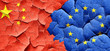 © Argus - China flag with european union flag on a grunge cracked wall