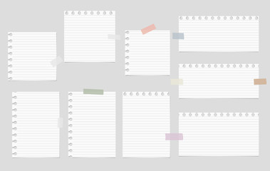 Poster - Pieces of cut out white notebook paper are stuck on gray striped background