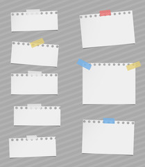 Poster - Pieces of cut out white notebook paper are stuck on gray striped background