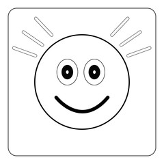 Smiley contour on white background. Vector illustration.