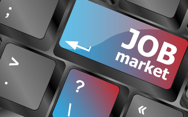 Poster - Job market key on the computer keyboard . keyboard keys. vector illustration