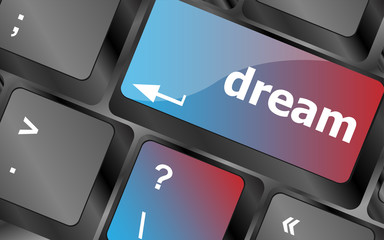 Poster - dream button showing concept of idea, creativity and success . keyboard keys. vector illustration