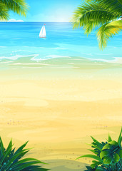 Wall Mural - Summer beach and sea boat