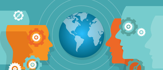 Poster - global view world map vision Globalization leader worldwide target