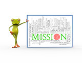 Fototapeta Dinusie - 3d frog with mission wordcloud