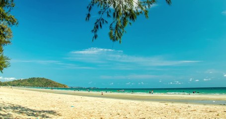 Wall Mural - Timelapse passing crown with people on the beach in the afternoon,Thailand