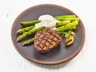 Canvas Print - grilled steak and asparagus