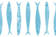 Hand Drawn Sardines Pattern