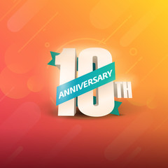 Wall Mural - 10th Anniversary 3D on orange background