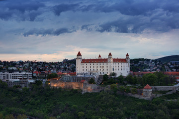 Wall Mural - Bratislava castle in evening twilight, Slovakia