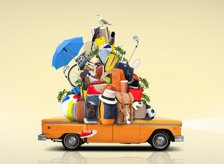 Wall Mural - vacation and travel, a huge pile of things for the holiday