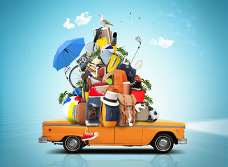 Wall Mural - vacation and travel, a huge pile of things for the holiday