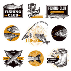 Wall Mural - Fishing Logo Emblems