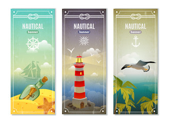 Canvas Print - Retro Sea Nautical Vertical Banners