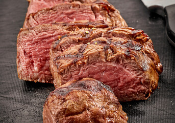 grilled sliced beef fillet steak