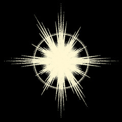 Wall Mural - Vintage dotwork star, sunburst or explosion with rays