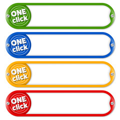 Poster - Four buttons for entering text with the words one click