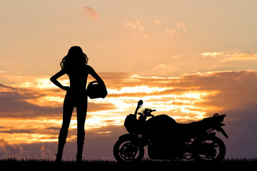 Canvas Print - woman motorcyclist