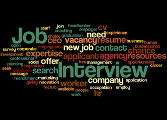 Wall Mural - Job Interview, word cloud concept 2