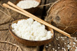 Sweet coconut rice in half coconut shell