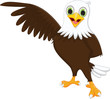 cute eagle cartoon waving