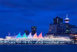 © maxdigi - Canada Place Night Sails. Downtown Vancouver and the convention center at twilight. Vancouver, British Columbia, Canada.