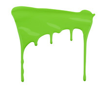 Green Paint Dripping Isolated On White Background