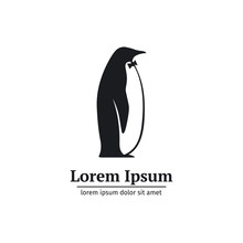 Logo Penguin Black And White Standing In Profile