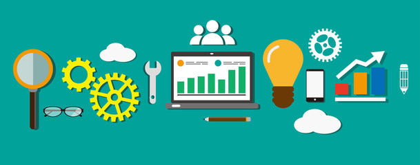 Wall Mural - seo concept; search engine optimization. flat design background