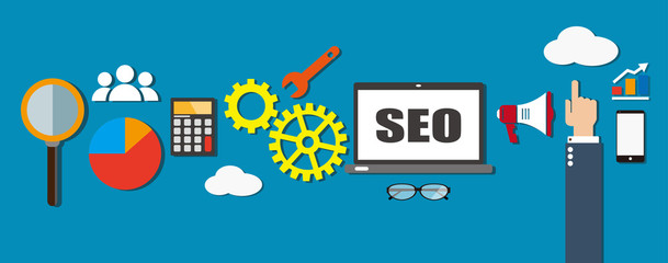 Wall Mural - seo concept; search engine optimization. flat design background